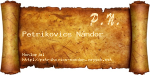 Petrikovics Nándor névjegykártya