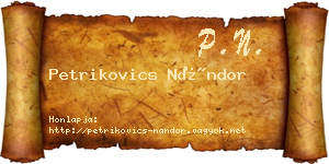 Petrikovics Nándor névjegykártya